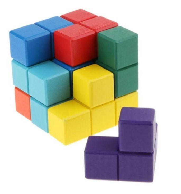 Cubo De Madera Rubik, Tetris 7 Piezas, Juego De Ingenio-1