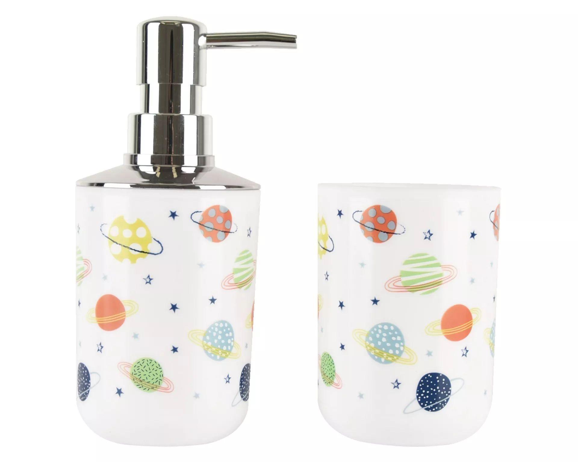 Dispensador De Jabon Plastico Niños Set Baño Dibujo Planeta-0