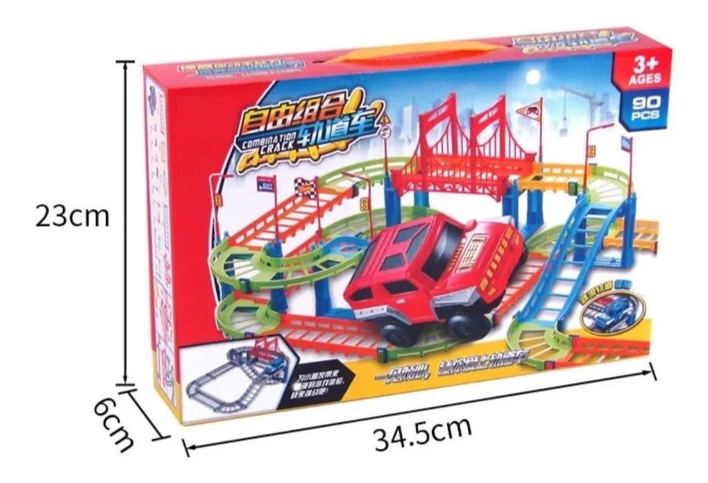 Autopista Mágica Armable Juguete Niños 90 Piezas + Auto Color Unico-2