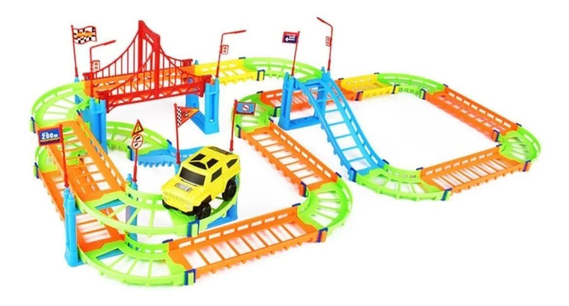 Autopista Mágica Armable Juguete Niños 90 Piezas + Auto Color Unico-4