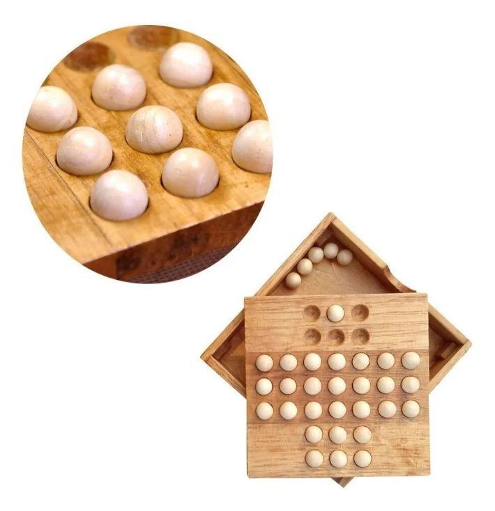 Juego Solitario Mesa Madera  Didáctico Para Niños-2