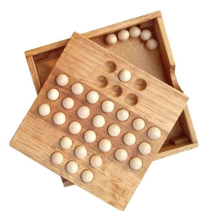 Juego Solitario Mesa Madera  Didáctico Para Niños-0