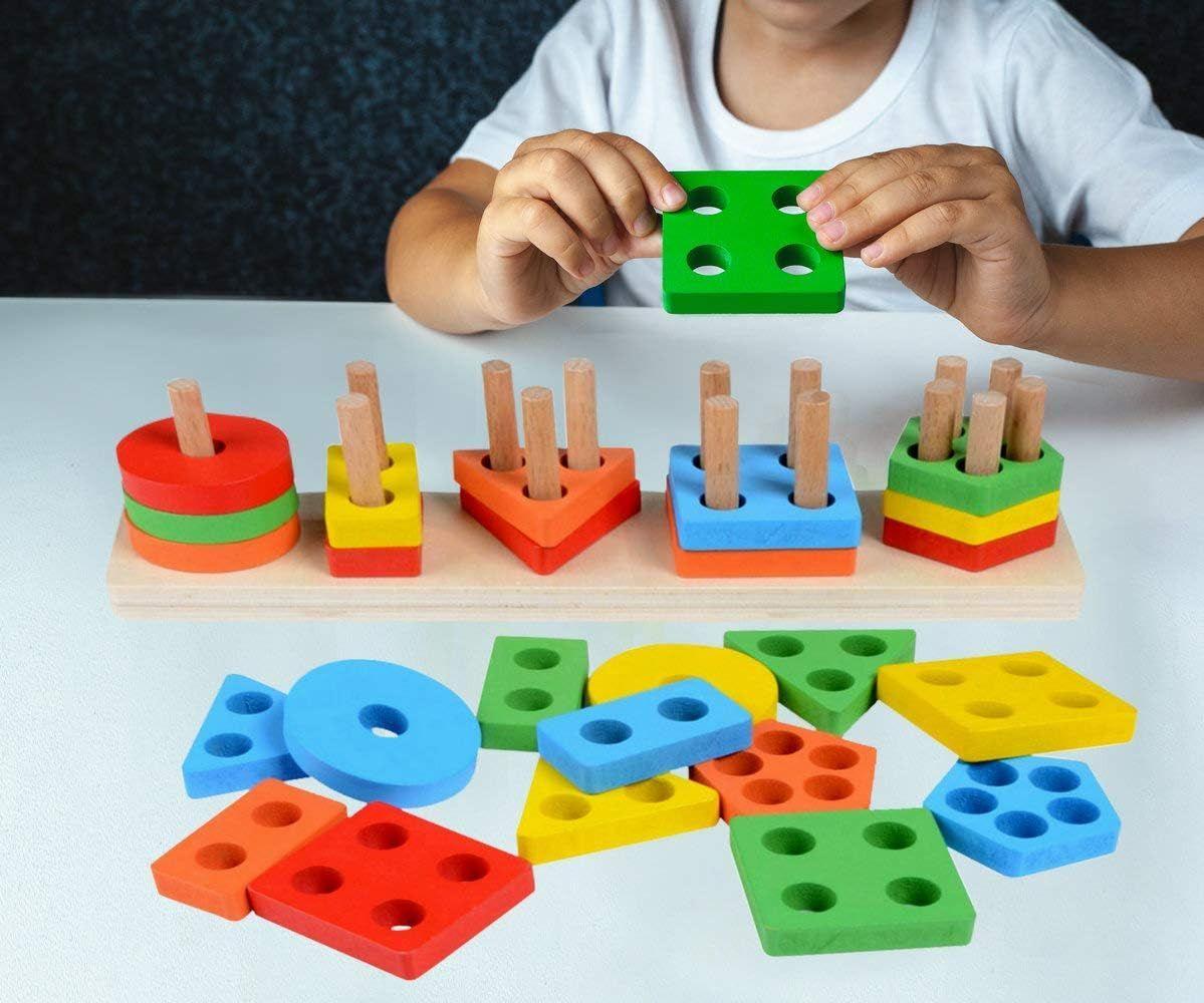 Juego Bloque Encaje Dificultad Paleta Educativa Pre Escolar Multicolor-7