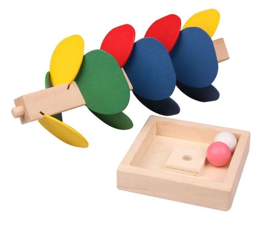Juego De Pista Marble Ball Run Árbol De Madera Juguete Par-2