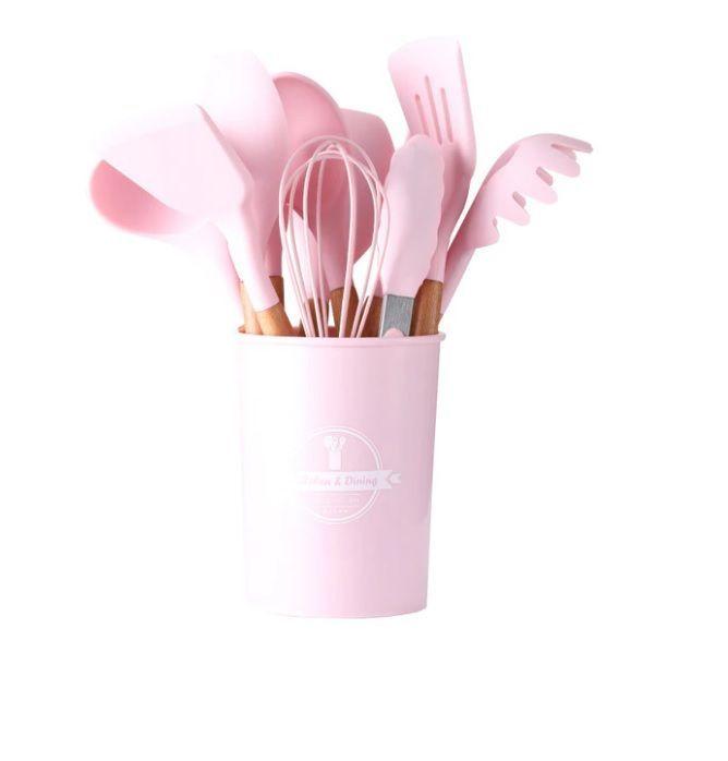 Set De Utensilios De Cocina Antiadherentes  Mango De Madera -0