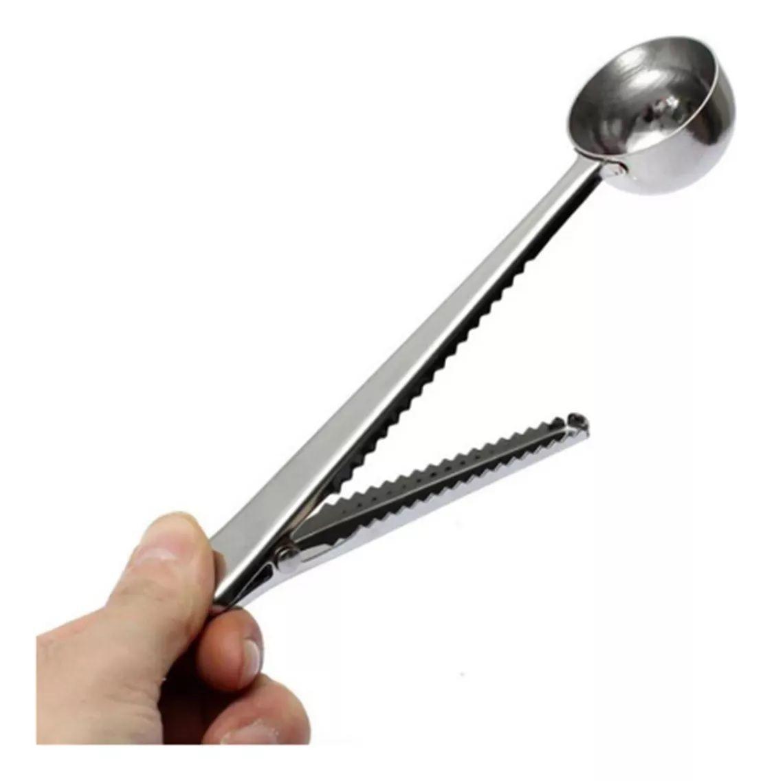 Cuchara Porcionadora Café Molido Acero Inoxidable Clip Pinza-4