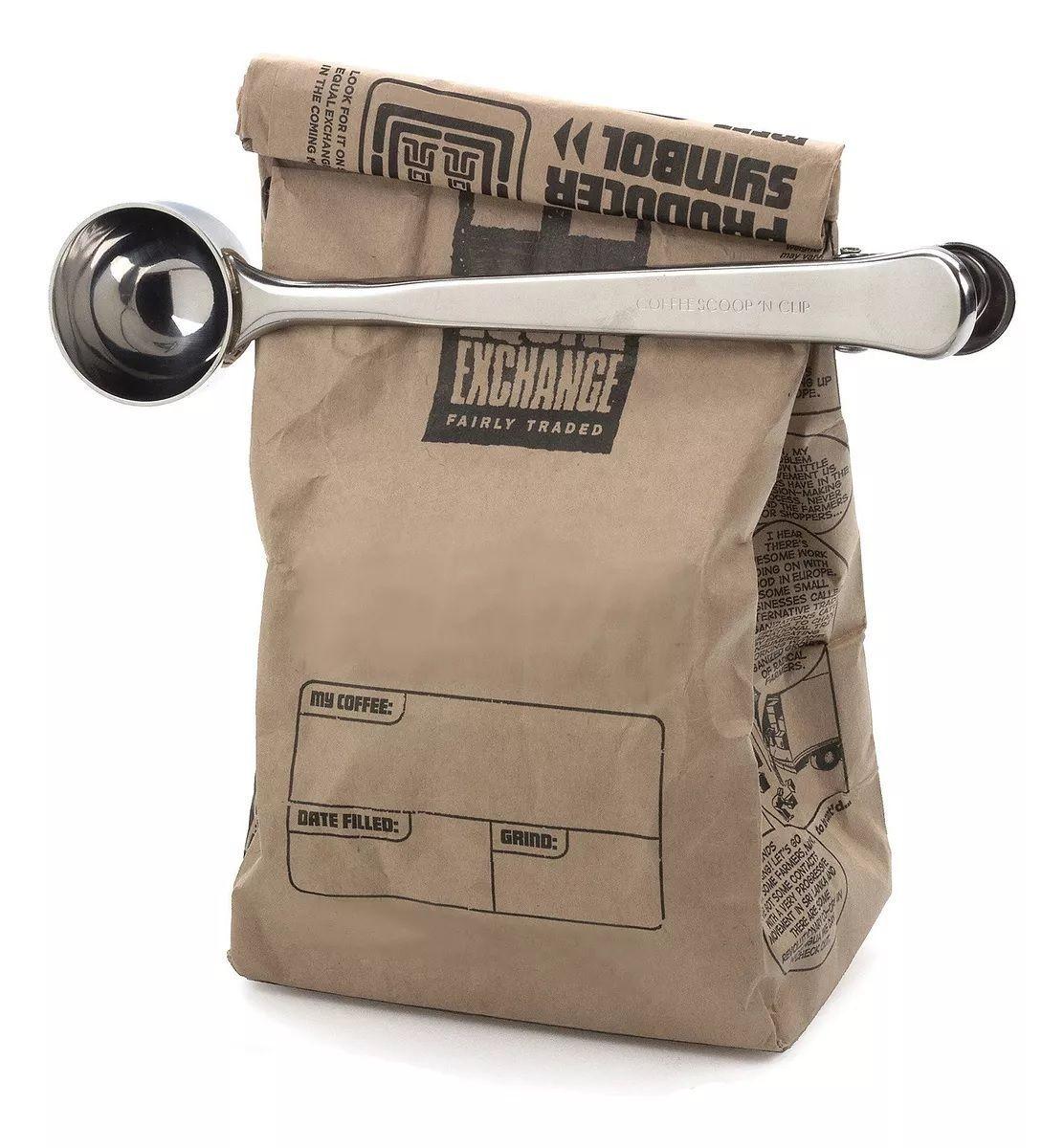 Cuchara Porcionadora Café Molido Acero Inoxidable Clip Pinza-5