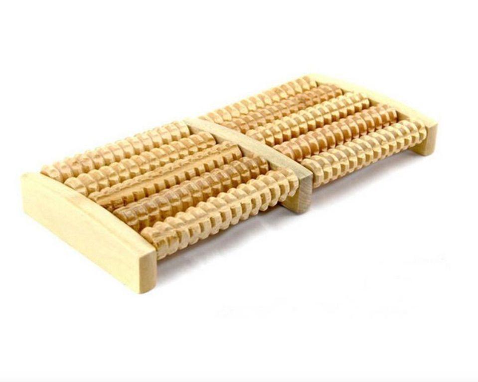 Masajeador De Pies Spa De Madera 5 Rodillos Reflexología-1