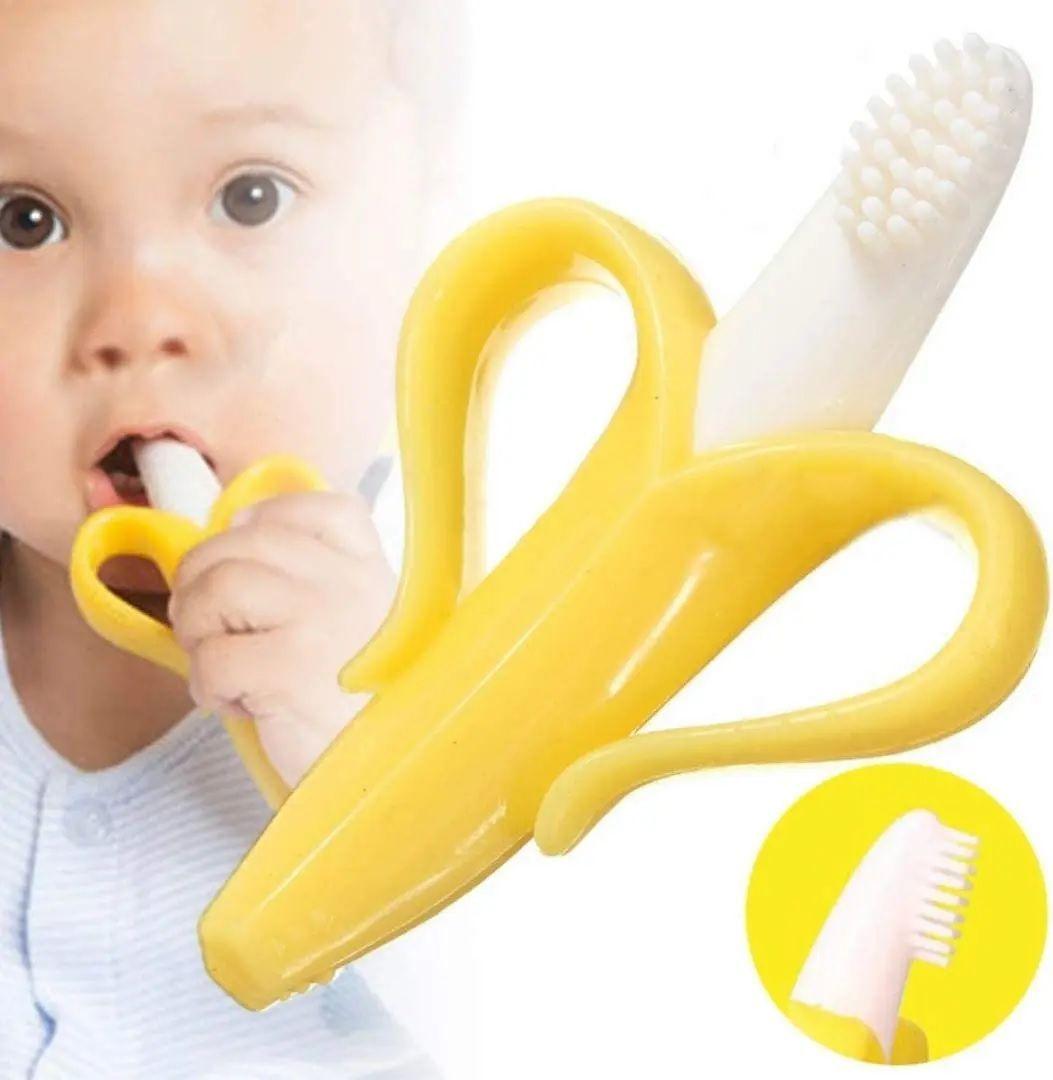 Mordedor Banana Para Bebes Con Cepillo De Dientes Silicona-2