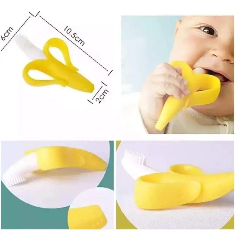 Mordedor Banana Para Bebes Con Cepillo De Dientes Silicona-3