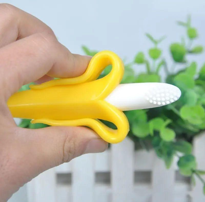 Mordedor Banana Para Bebes Con Cepillo De Dientes Silicona-4