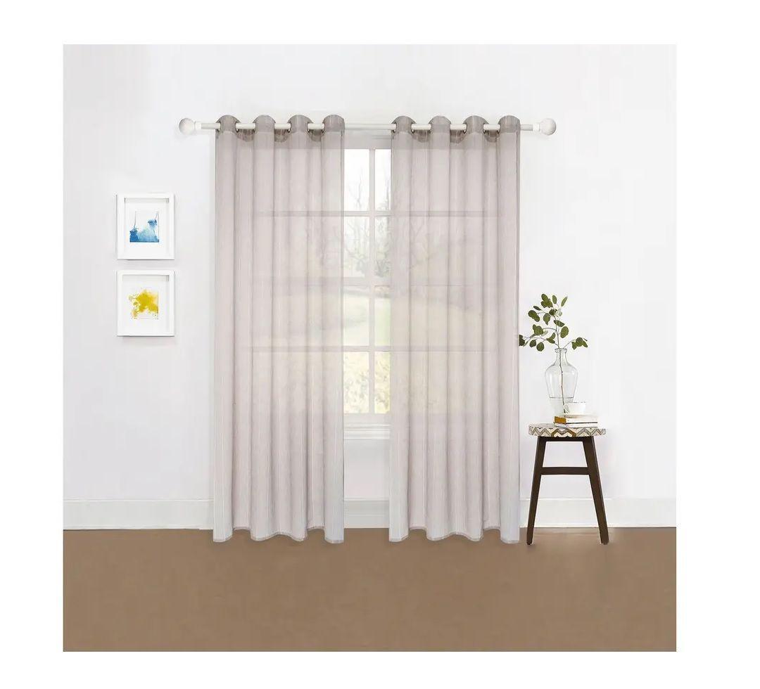 Cortina Visillos 140x230 Cm Deshilado Cotidiana 2 Paños Gris Oscuro-1