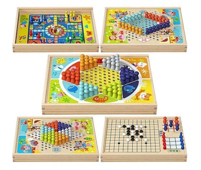 Damas Chinas Tablero Juego De Madera 4 Y Mas Juegos En 1-0
