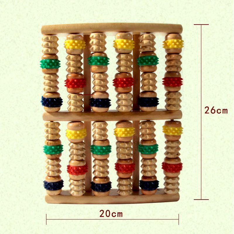 Masajeador De Pies Spa De Madera 6 Rodillos Reflexología-5