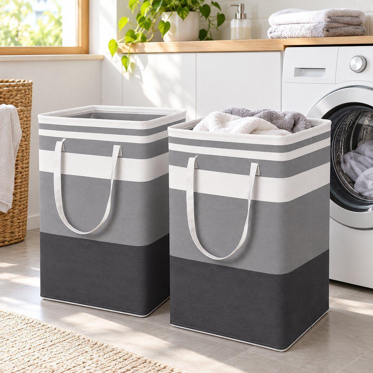 Cestos para Ropa Sucia 75 Litros Pack 2 Unidades Gris-1