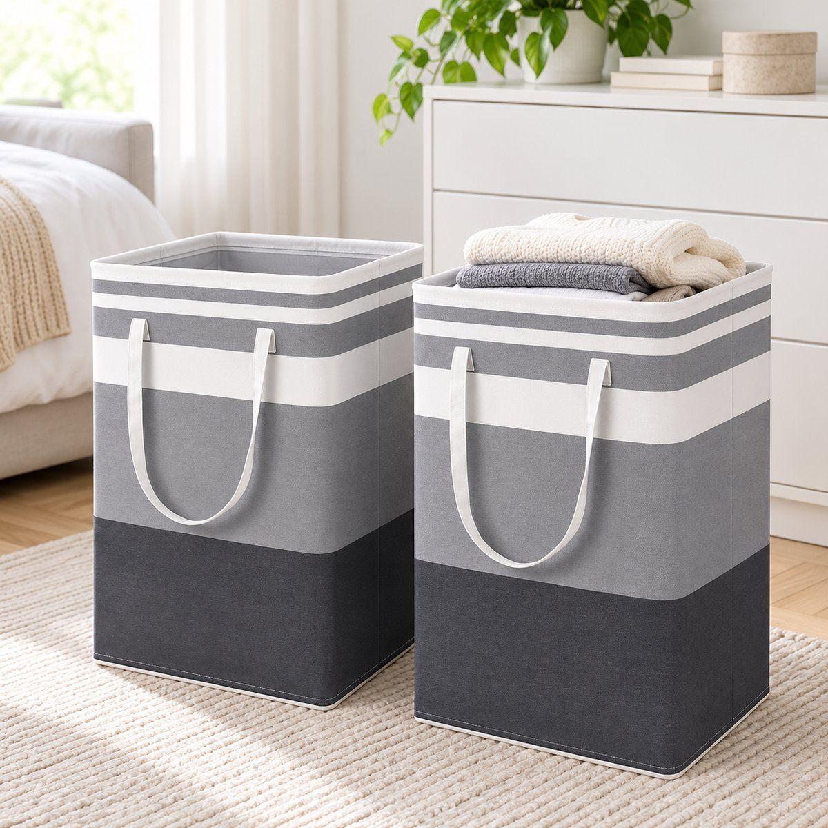 Cestos para Ropa Sucia 75 Litros Pack 2 Unidades Gris-3