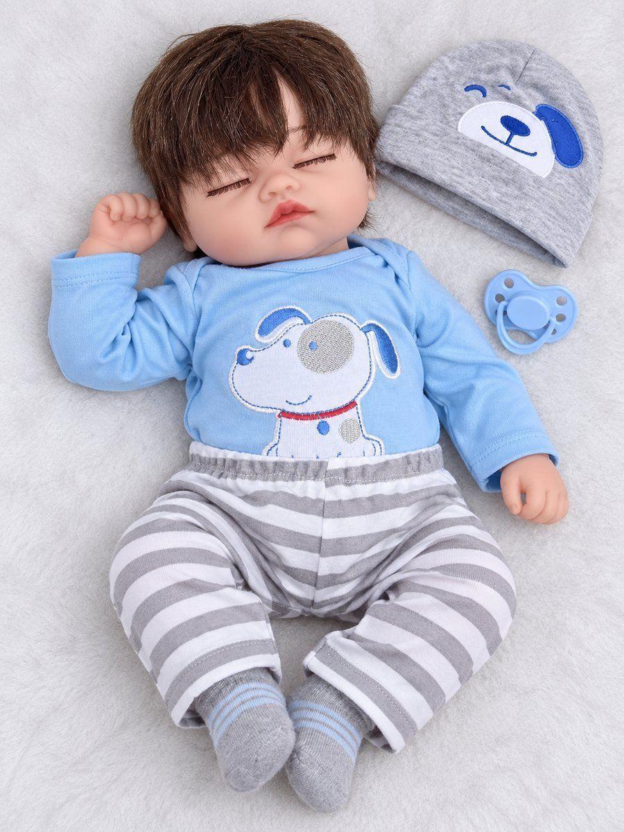 Muñeco bebe reborn realist 50cm dormido algodon y accesorios-3