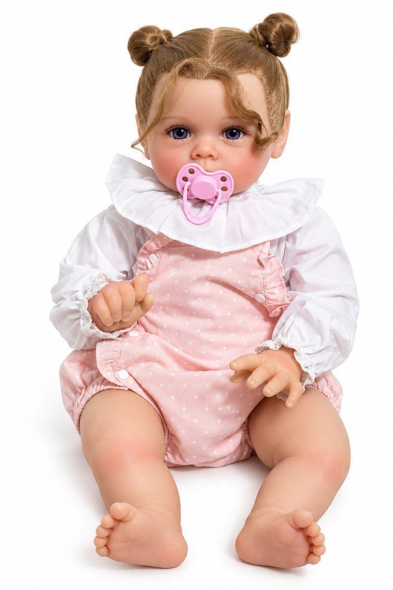 Muñeca Bebe Reborn 55cm Vestido con Tirantes Rosa-0
