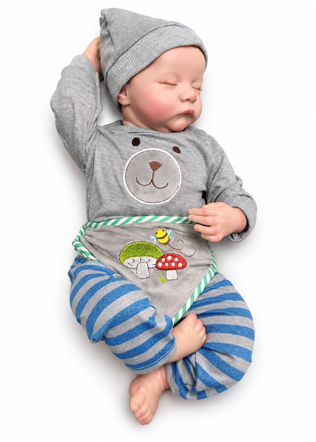 Muñeco Bebé Reborn Niño 55 Cm de Vinilo Realista con Ropa y Gorrito-0