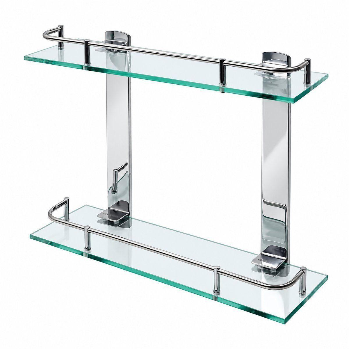 Repisa de Baño 2 Niveles Vidrio Transparente con Soportes-0