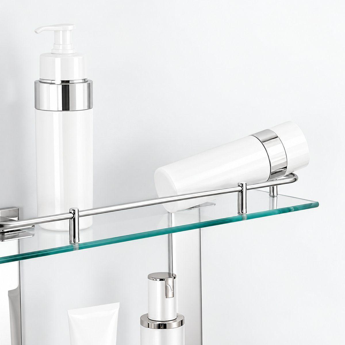 Repisa de Baño 2 Niveles Vidrio Transparente con Soportes-1