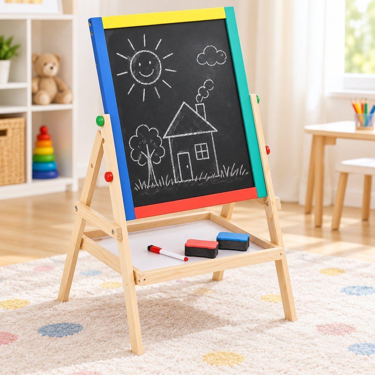 Pizarra Infantil Magnetica 2 en 1 con Atril y Accesorios-2