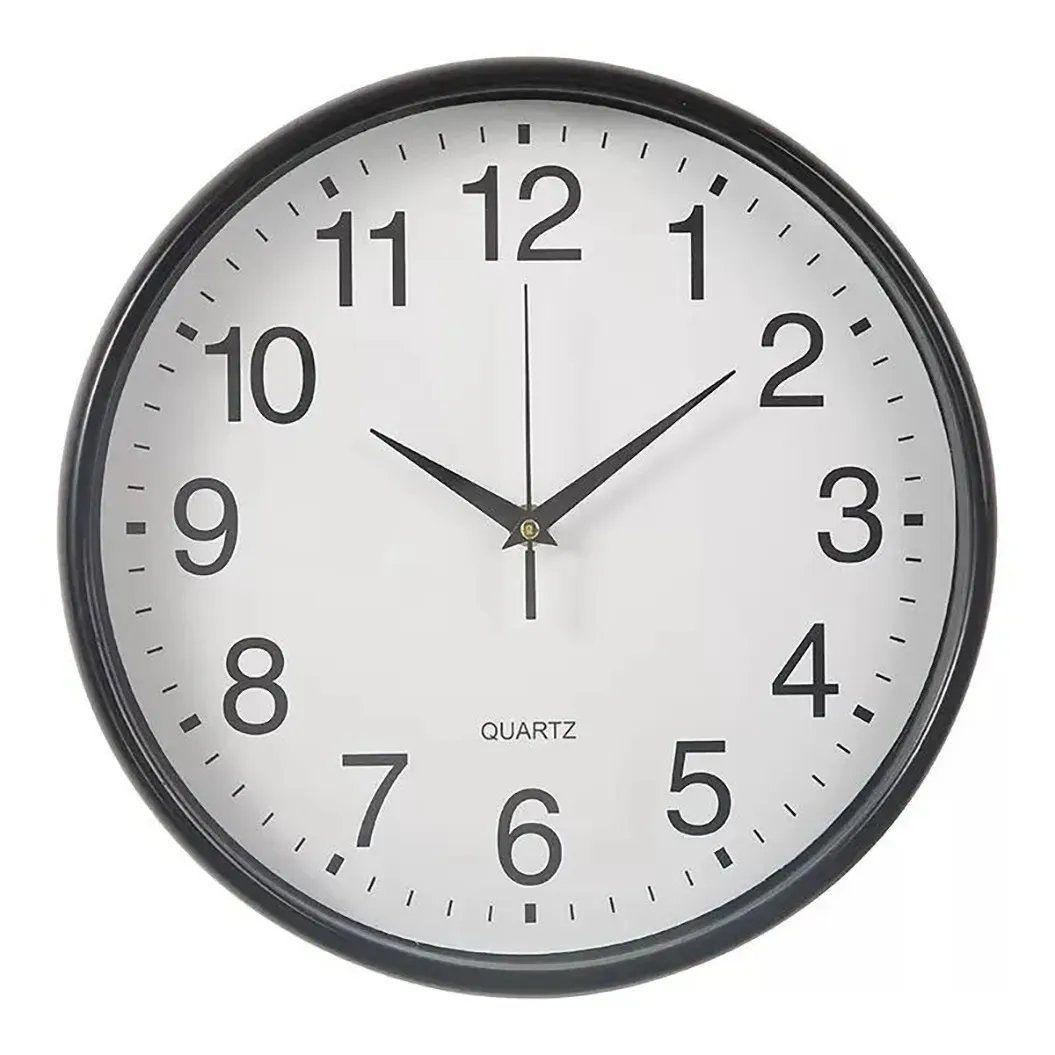 Reloj Mural Silencioso 30cm Negro para Oficina y Dormitorio-0