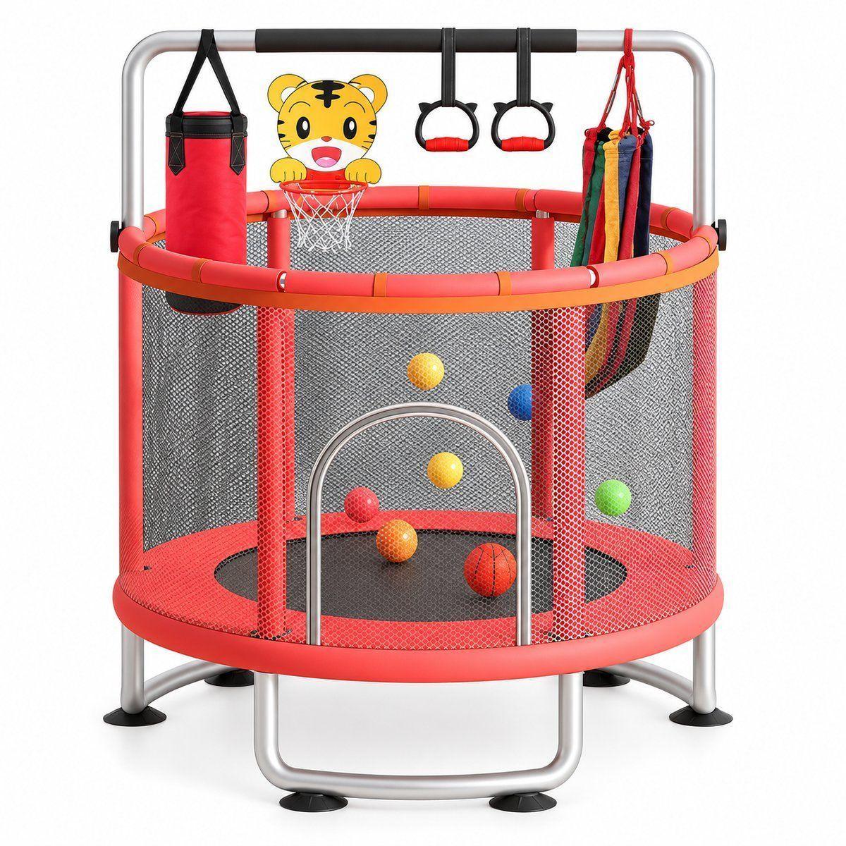Trampolin Cama Elastica para Niños 1.5M Roja con Accesorios-0