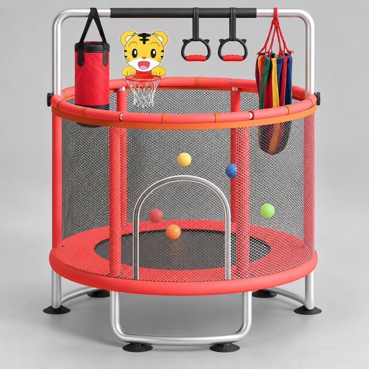 Trampolin Cama Elastica para Niños 1.5M Roja con Accesorios-2