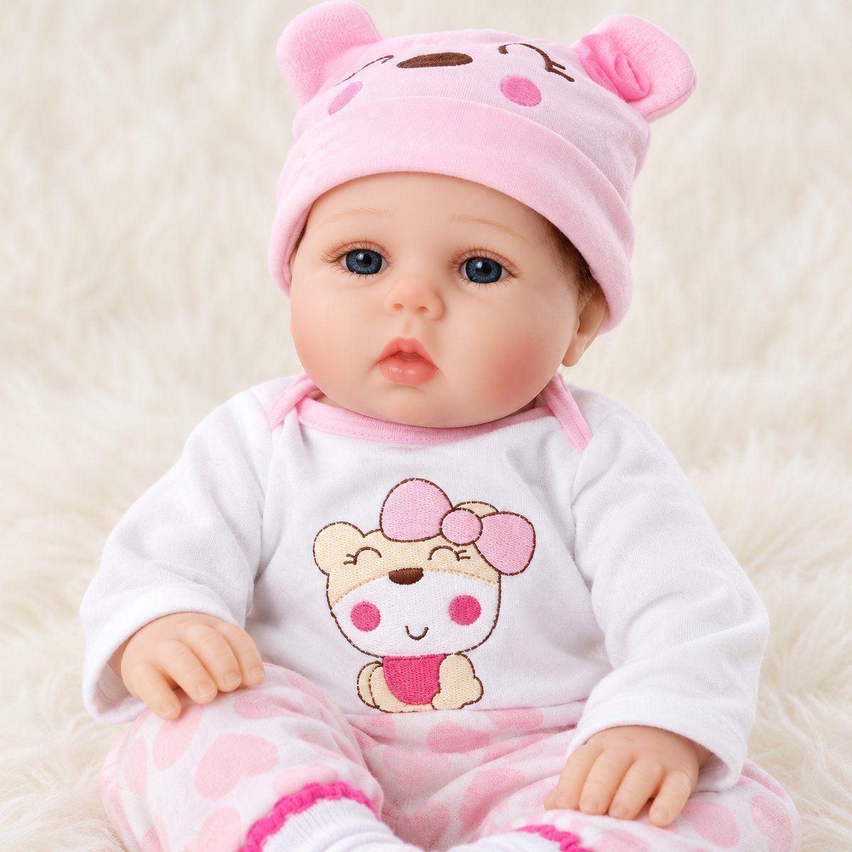 Muñeca Bebe Reborn Realista 55cm con Ropa de Osito Accesorio-1