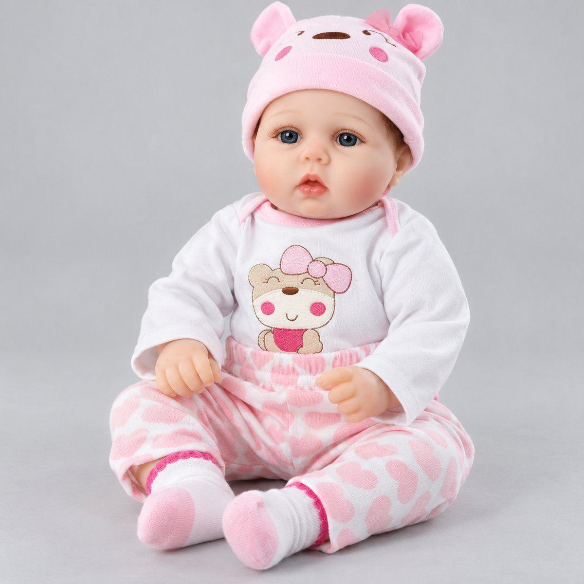 Muñeca Bebe Reborn Realista 55cm con Ropa de Osito Accesorio-3