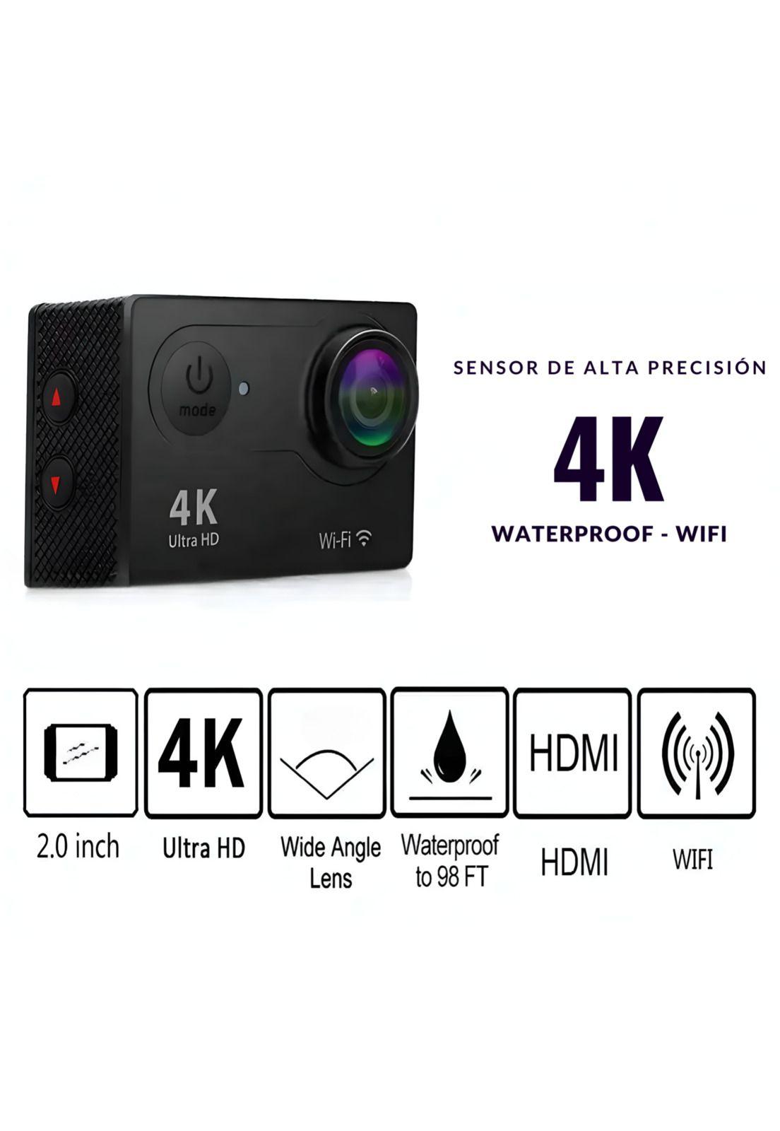 Cámara de Acción Deportiva 4K Waterproof Ultra HD 104K Wifi-4