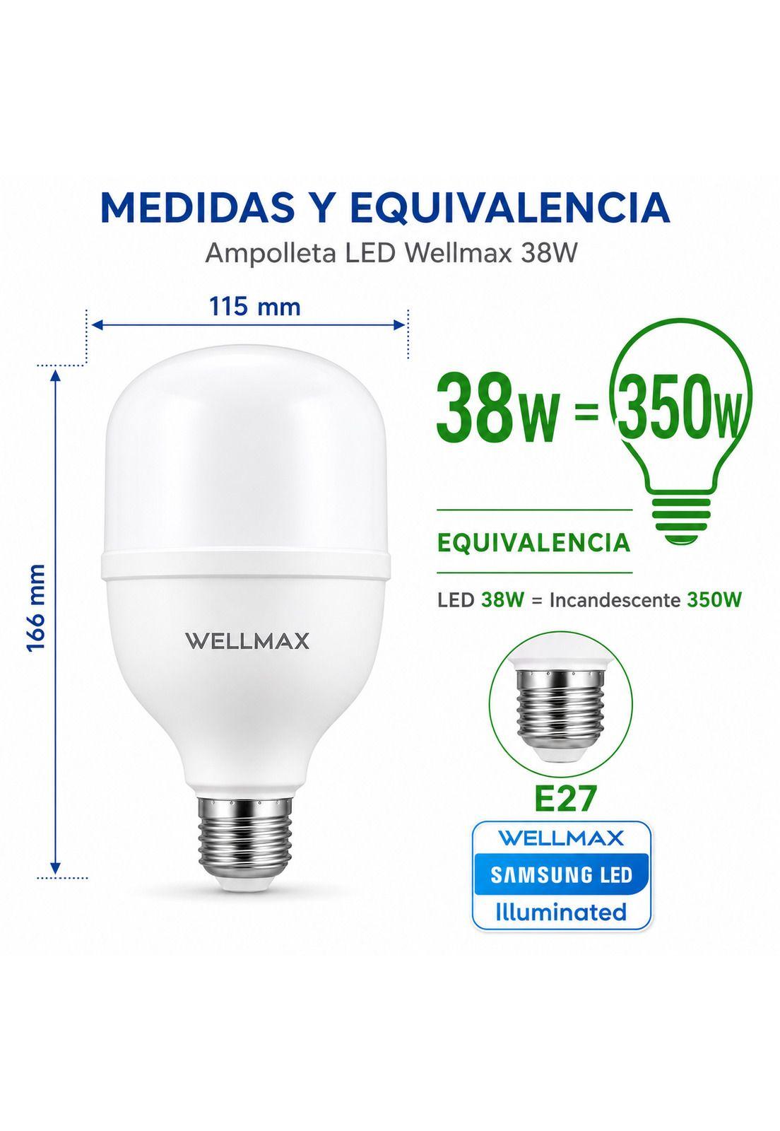 Ampolleta LED Wellmax 38W High Power Professional Line T115-4