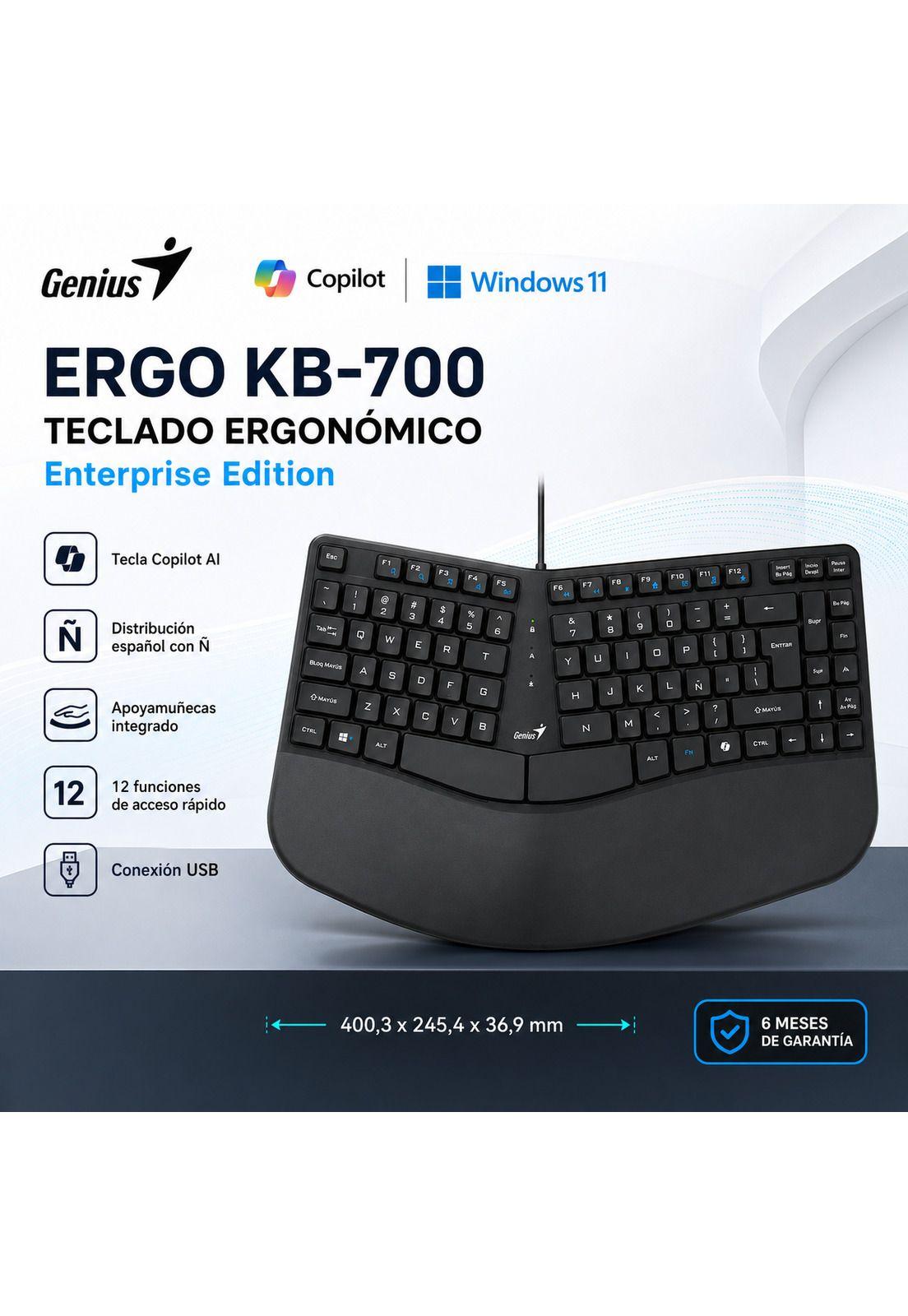 Teclado Ergonómico con apoya Muñecas Enterprise Copilot AI-4