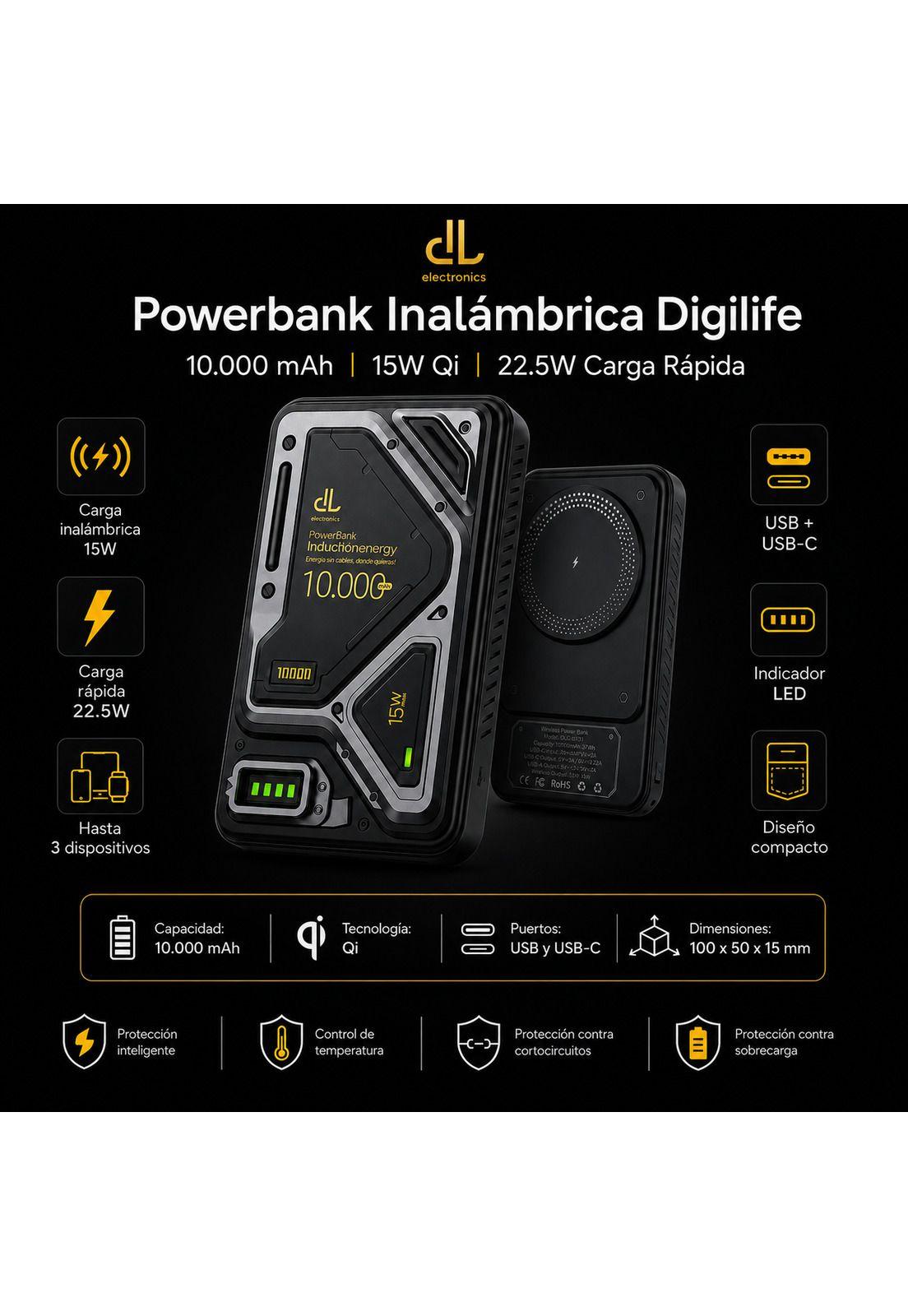 Powerbank de Carga Inalámbrica de Inducción 10A Carga Rápida-6