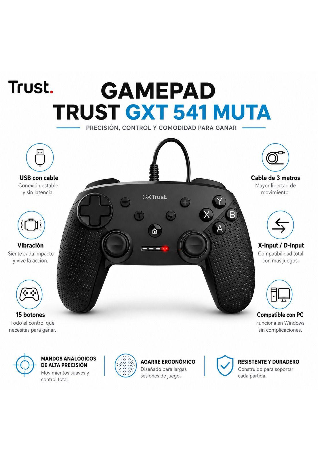 Gempad Inalámbrico Trust GXT Muta USB Multiplataformas-6