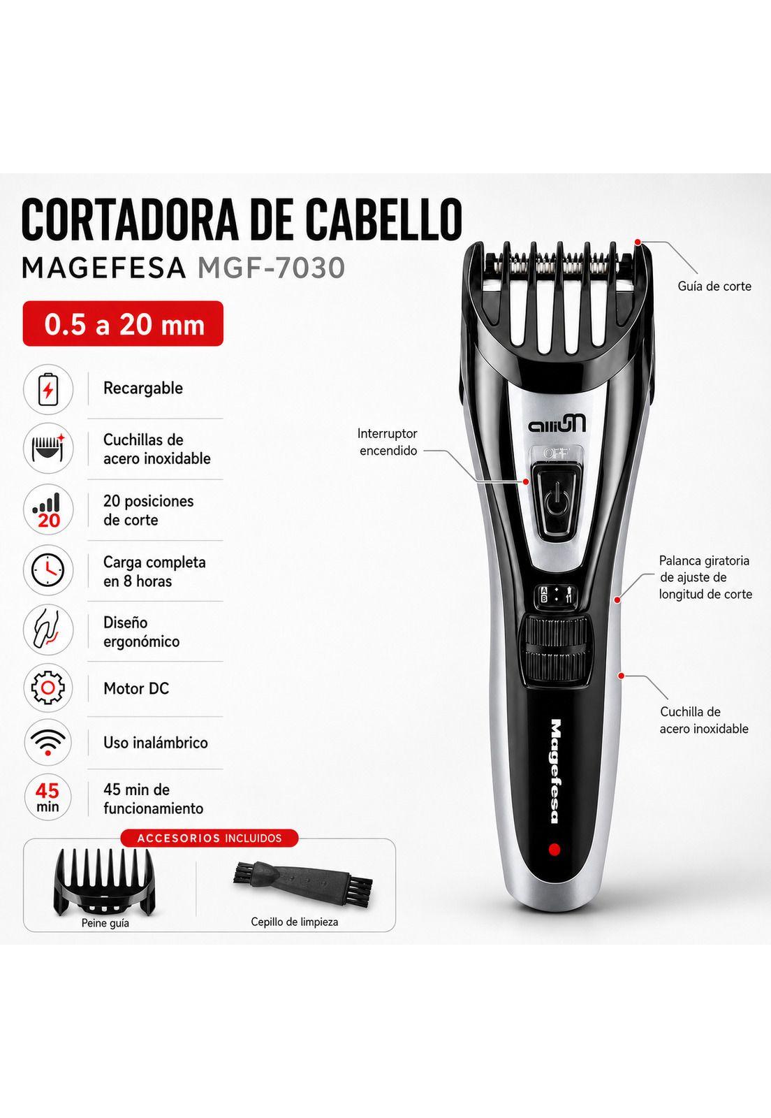 Cortadora de Cabello Magefesa Recargable Clipper Inoxidable-6