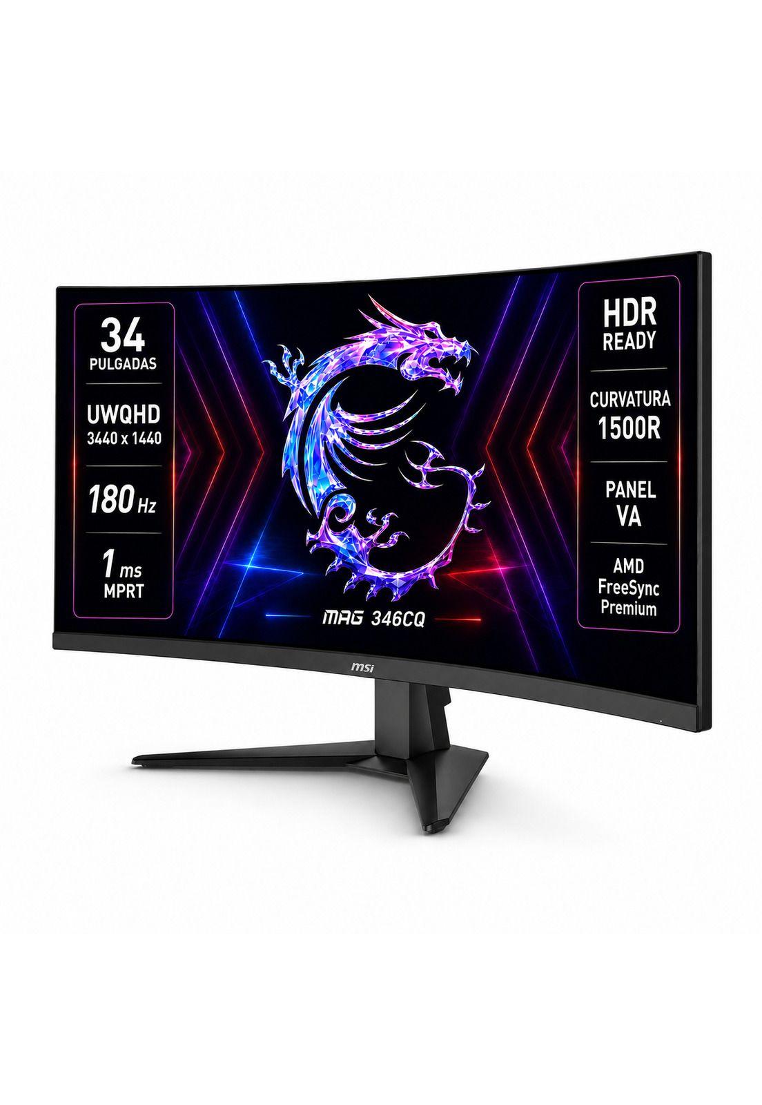 Monitor Gamer MSI 34" Curvo 180HZ Ultra Flat 1MS 3440x1440px-5