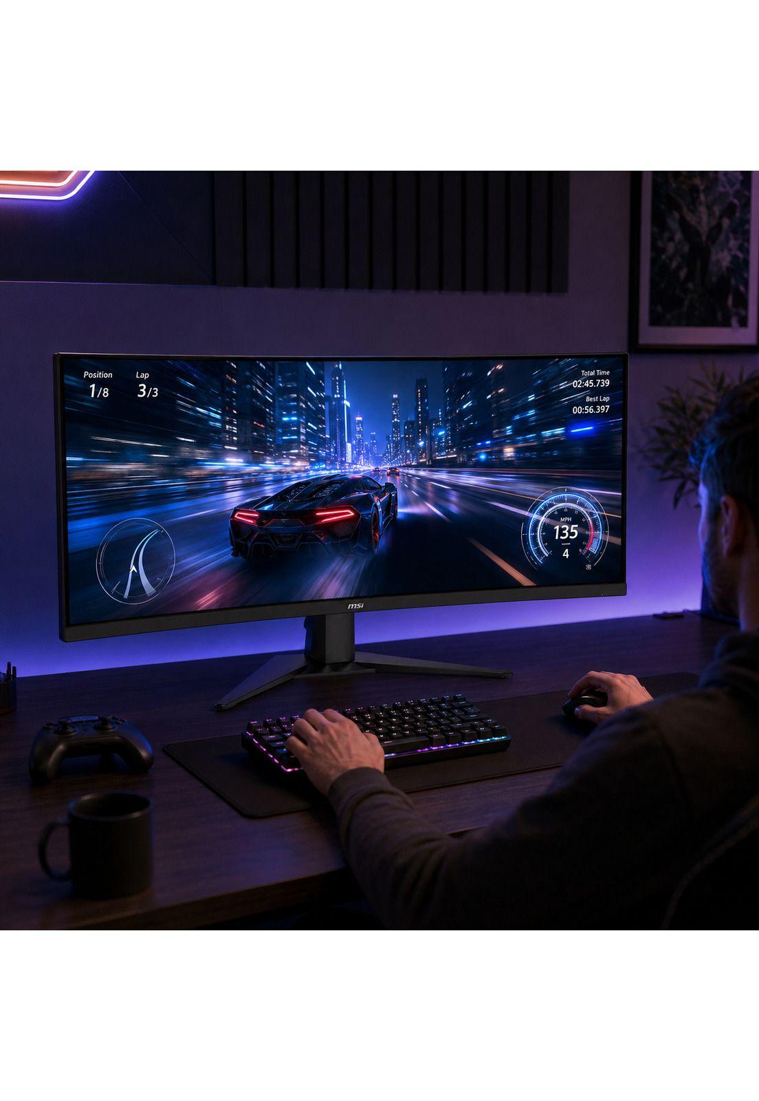 Monitor Gamer MSI 34" Curvo 180HZ Ultra Flat 1MS 3440x1440px-8