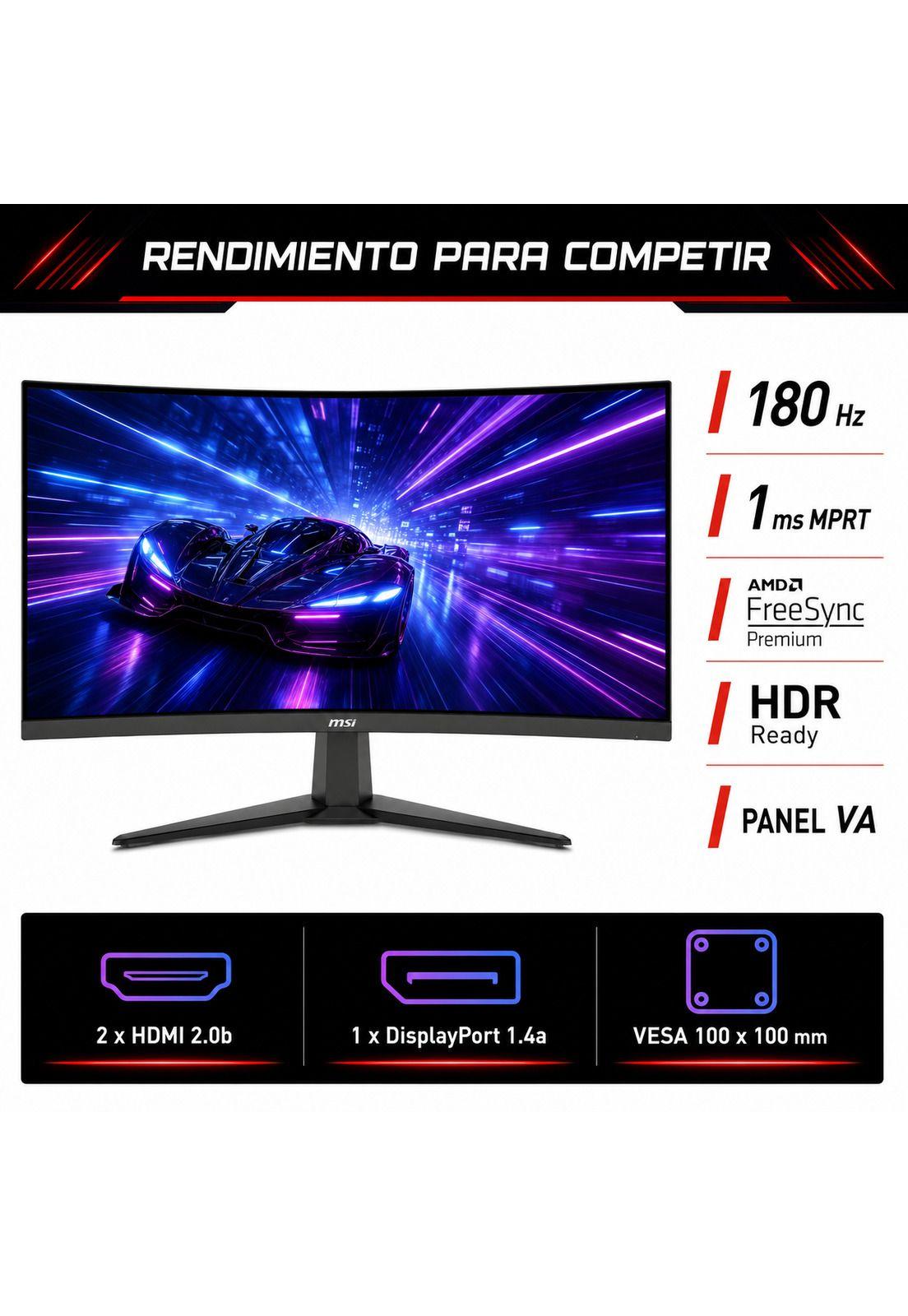 Monitor Gamer MSI 34" Curvo 180HZ Ultra Flat 1MS 3440x1440px-9