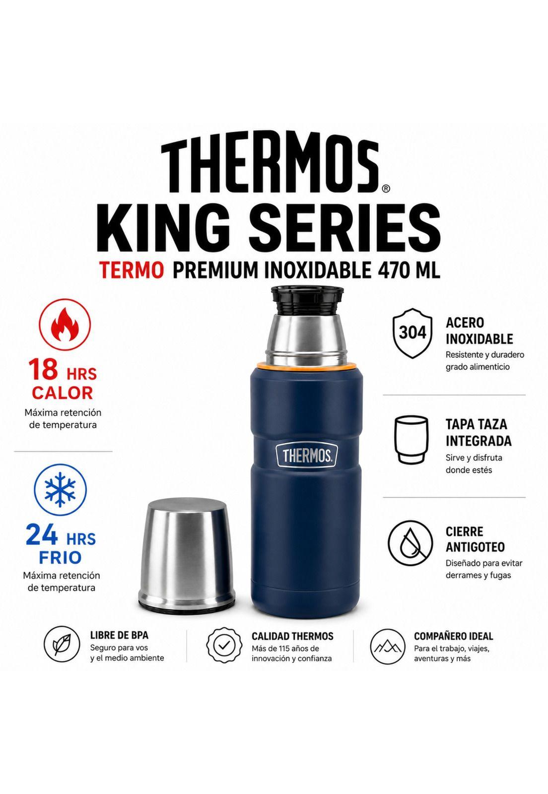 Termo Premium Thermos King Inox SK2000 470ML 18H/24H Azul-5