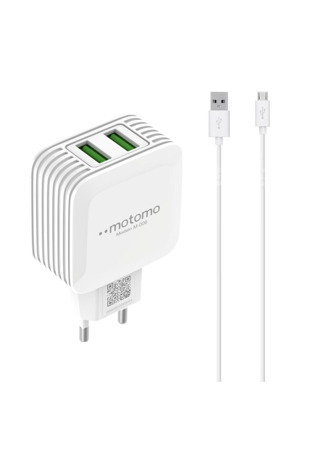 Cargador Motomo Dual USB 12W con Cable Micro USB de 1m SEC-0
