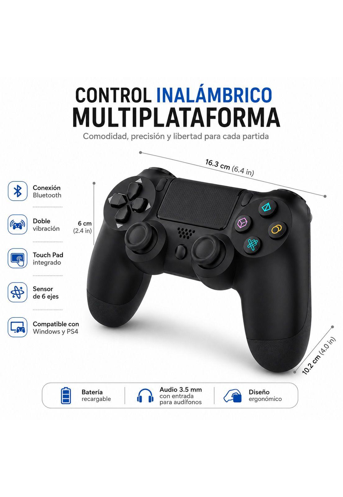 Gamepad Inalambrico Multiplataformas con Vibración Black-4