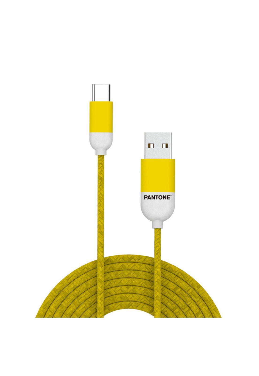 Cable De Datos Type-C Reforzado Pantone Android Auto Yellow-2