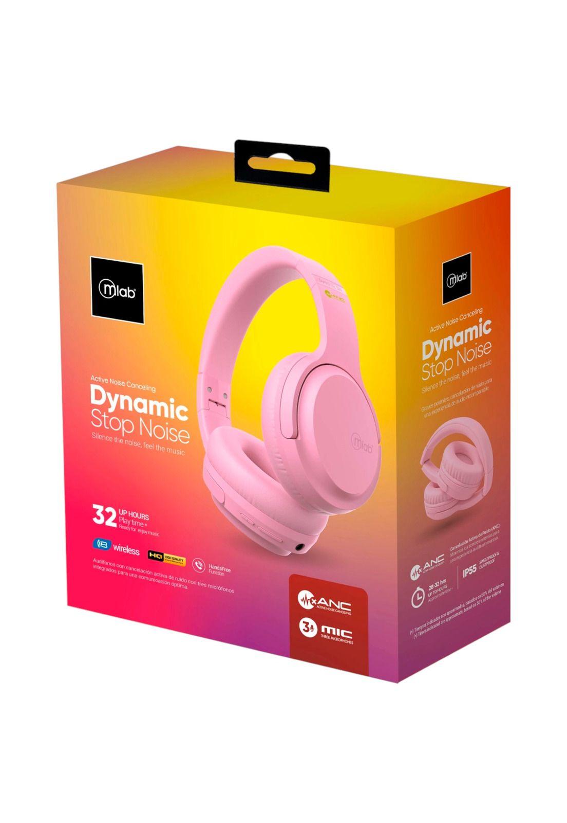 Audífonos ANC Bluetooth Dynamic Stop Noise Confort Pink 32H-4