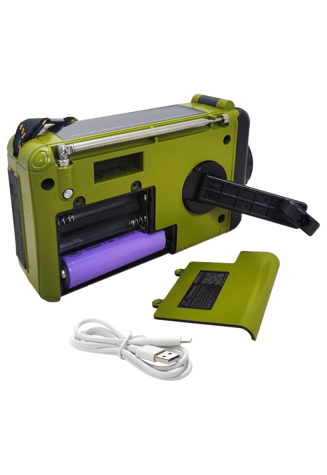 Radio de Emergencia Solar Recargable + Dinamo AM/ FM/ SW/ BT Green Edition-7