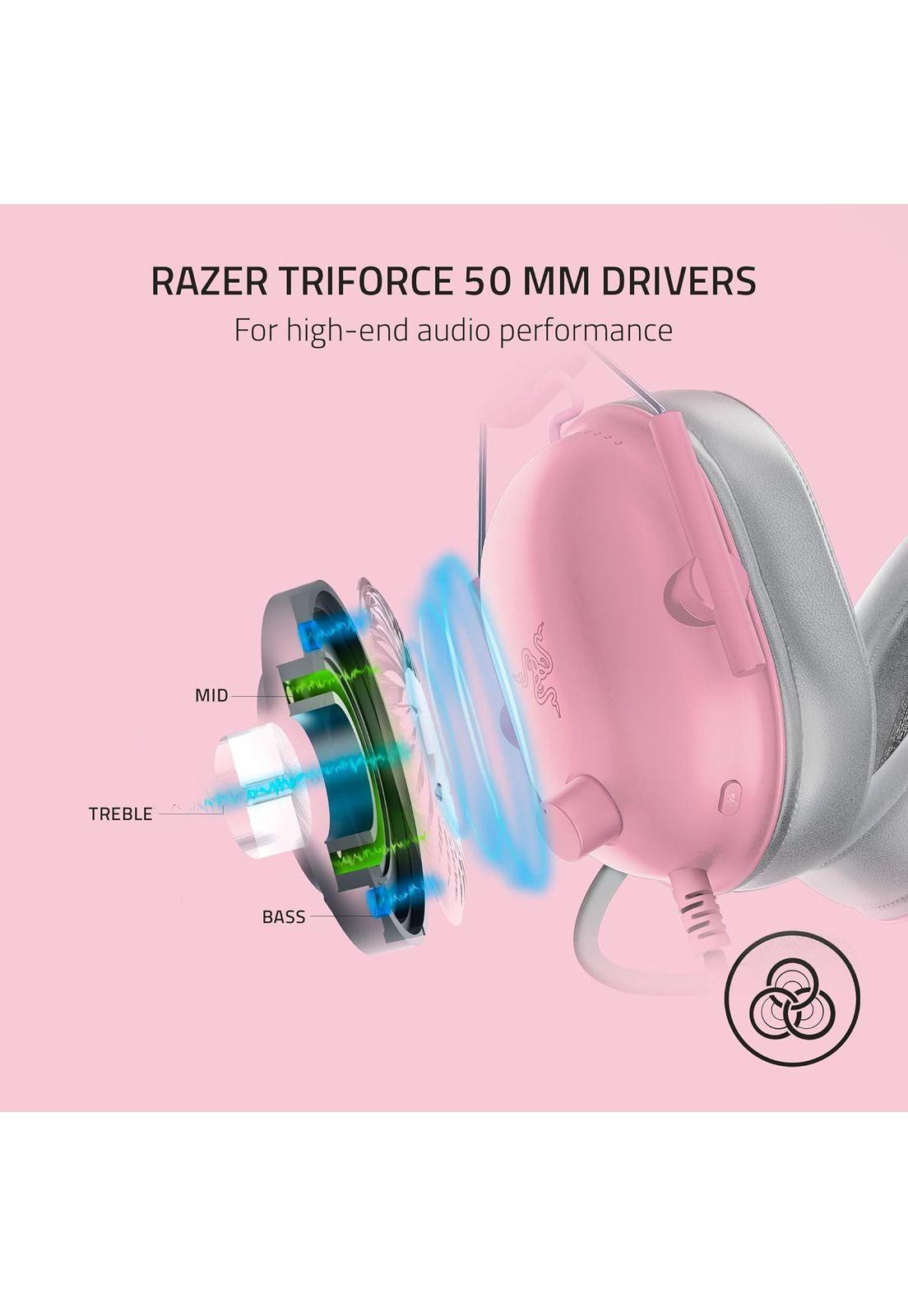 Audífonos Razer Blackshark V2 X Rosa Quartz Multiplataforma-4