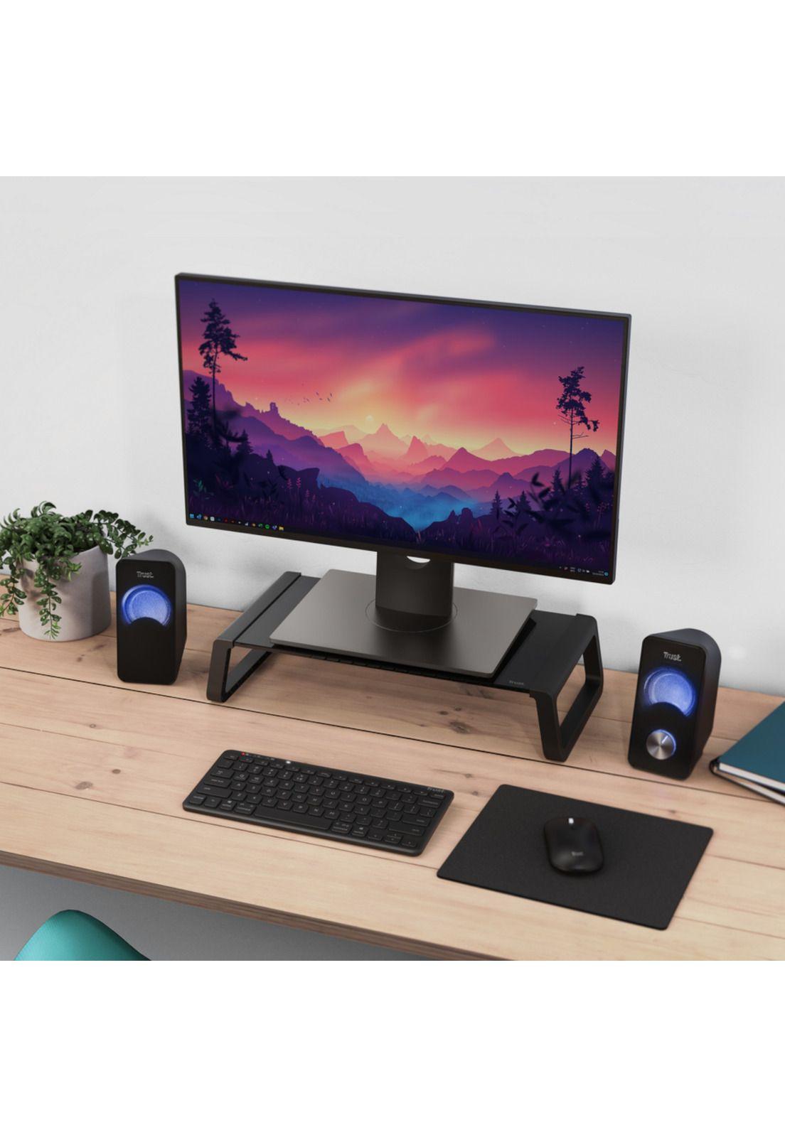 Soporte de Monitor Trust Monta Premium Tempered GLASS Black-5