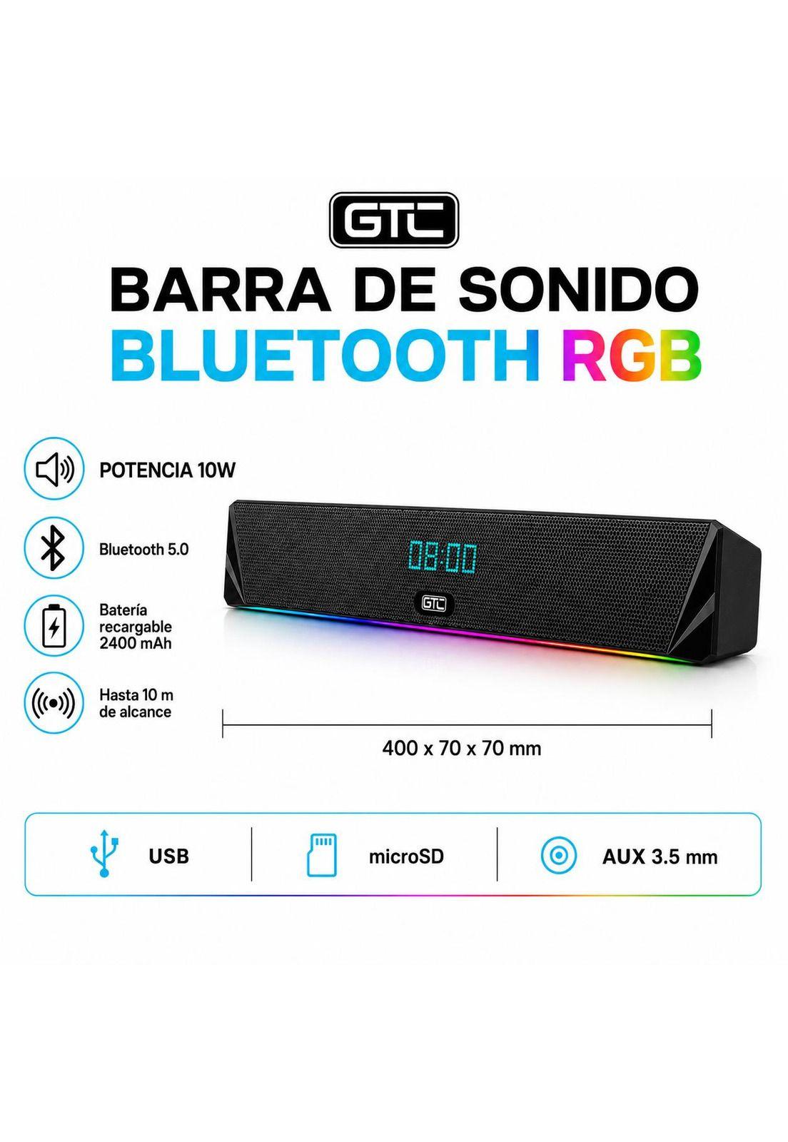 Barra de Sonido Inalámbrica Bluetooth RGB Recargable-5