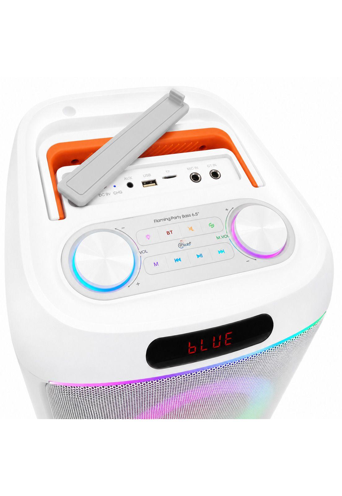 Parlante Karaoke 6" Flaming Party Bass White MicWireless 45W-3